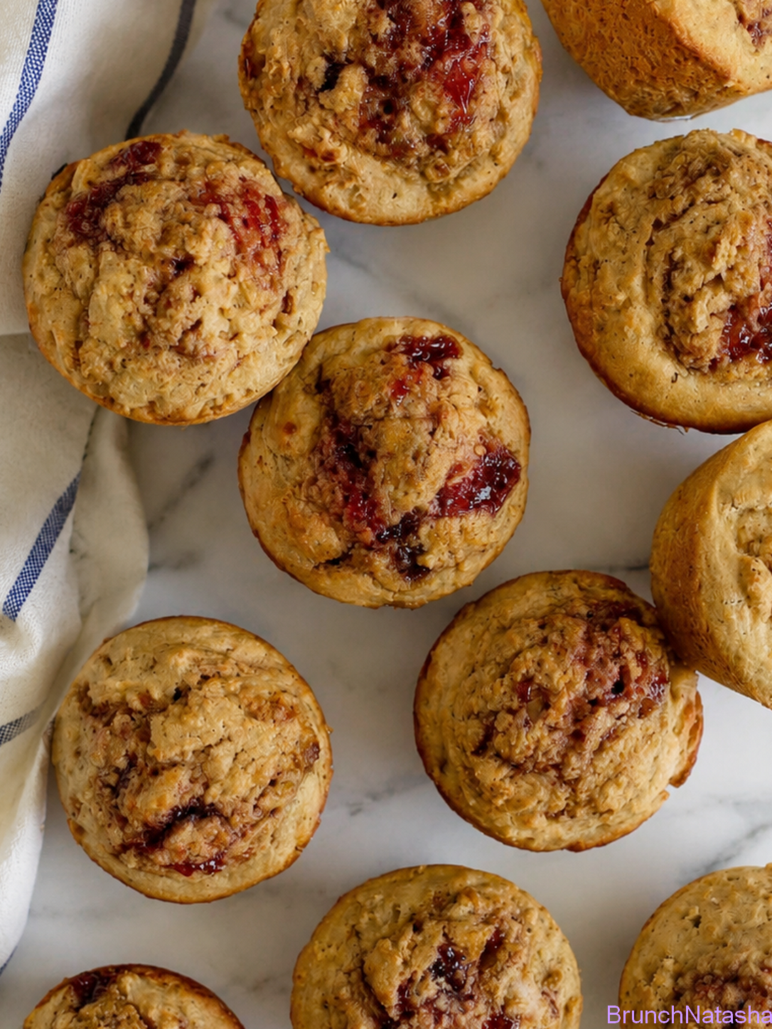 Strawberry Jam Filled Oat Muffins