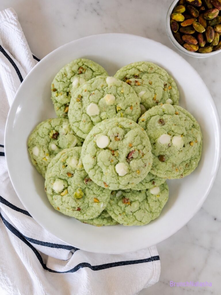 Pistachio Chocolate Chip Pudding Cookies