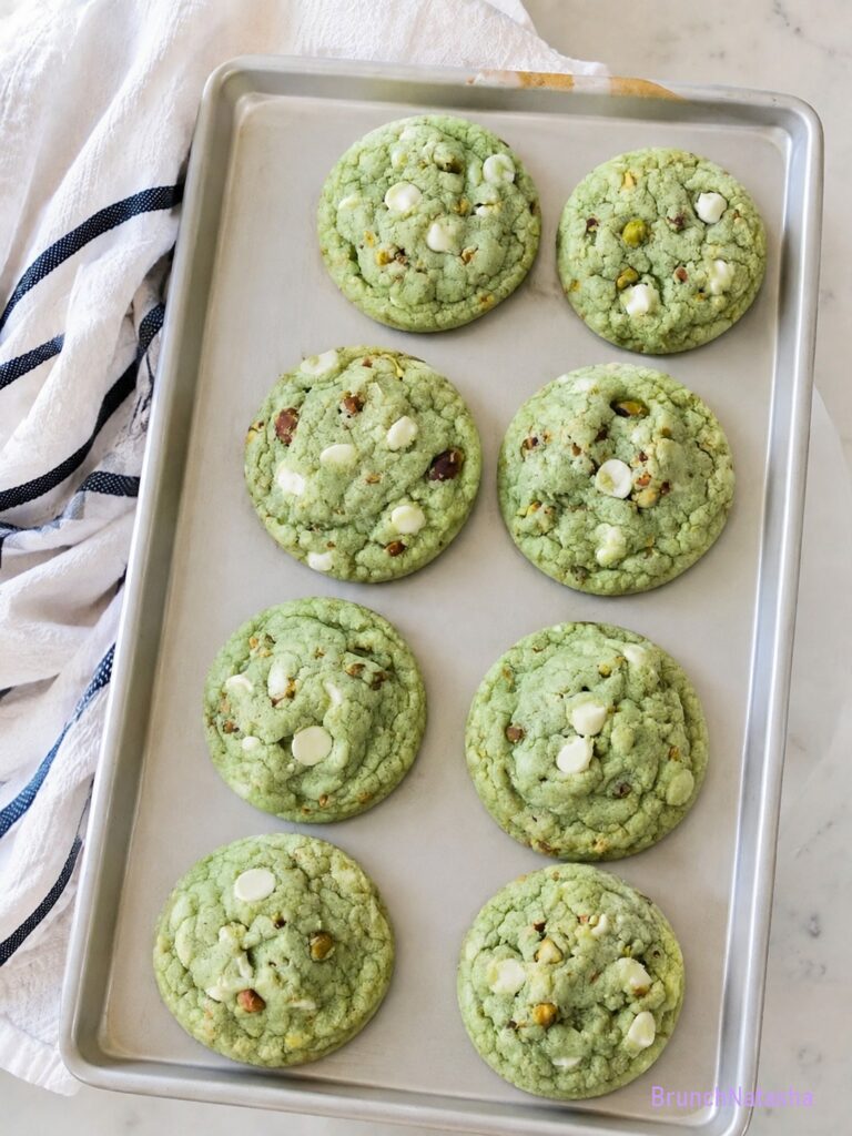 Pistachio Chocolate Chip Pudding Cookies