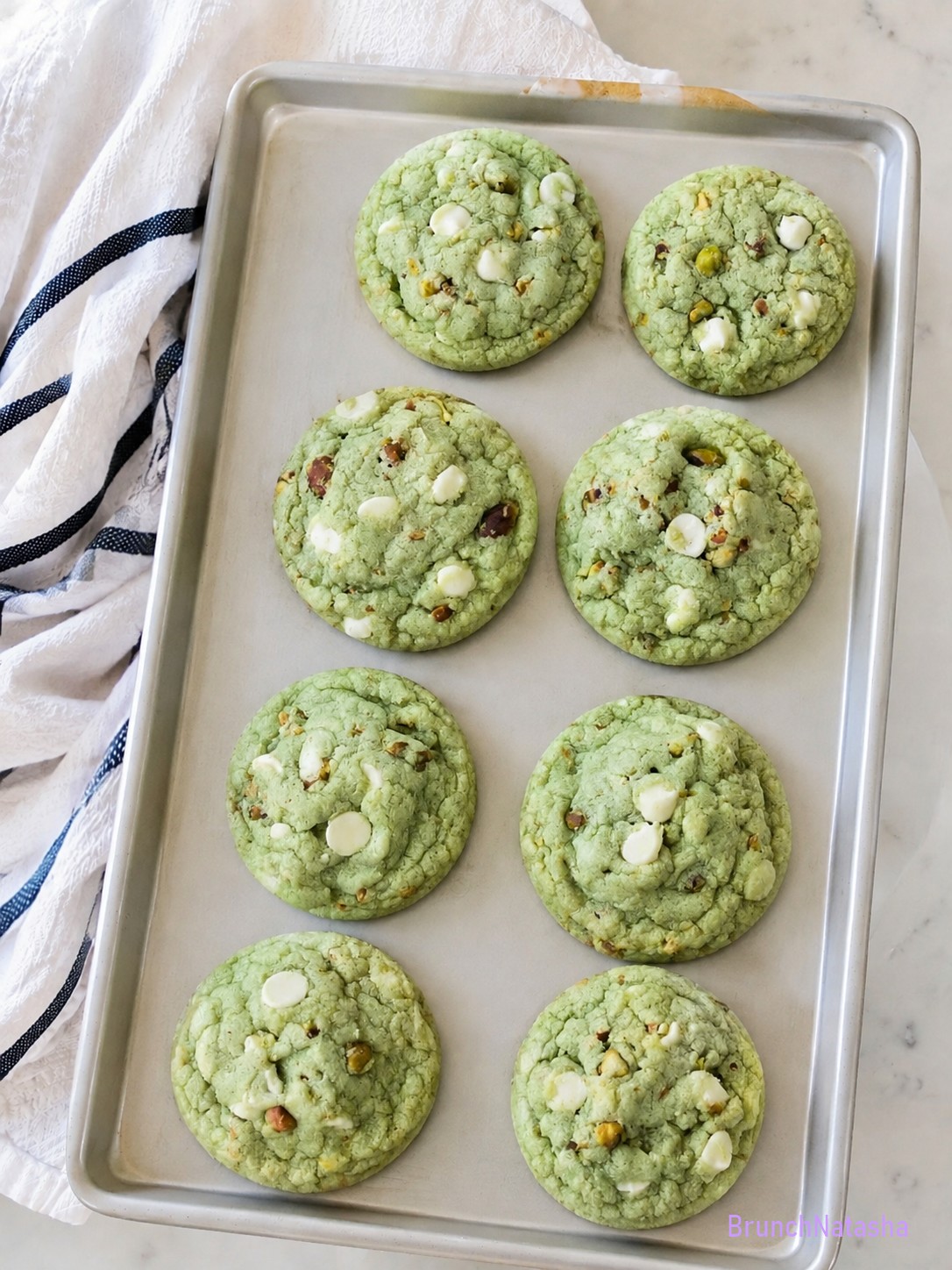 Pistachio Pudding Cookies with Chocolate Chips
