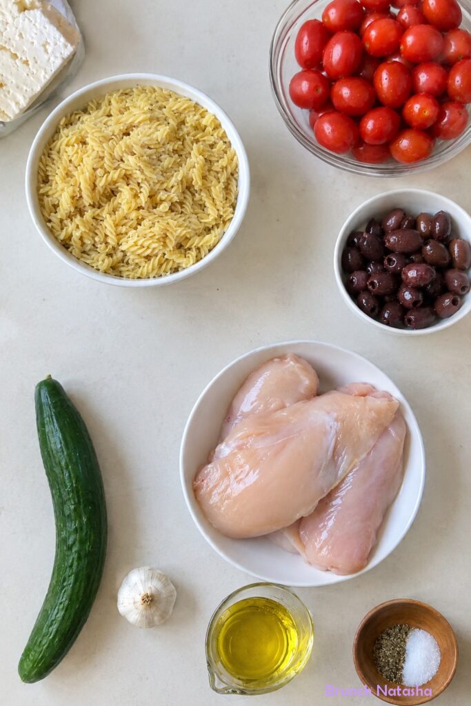 Greek Chicken Pasta Salad  Ingredients